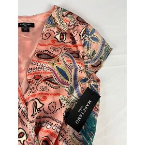 MARCIANO Guess Dress US 6 Pink‎ Floral Paisley Tiered Ruffle Short Sleeve